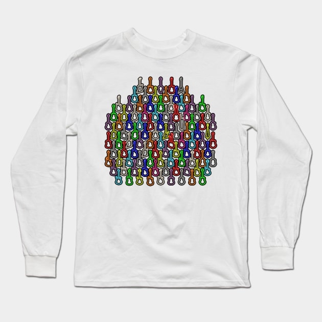 102 Pixel Guitars and Basses and a Keyboard Long Sleeve T-Shirt by gkillerb